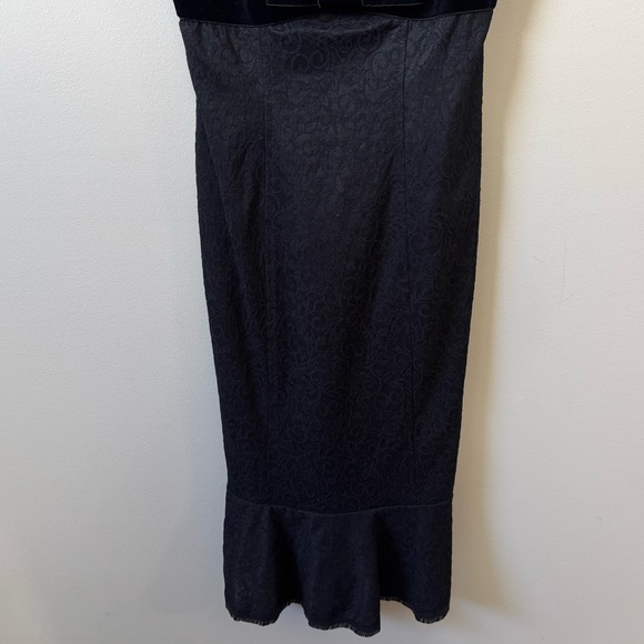 Betsey Johnson Vintage black label black velvet bow knee length sleeveless dress - Picture 3 of 7